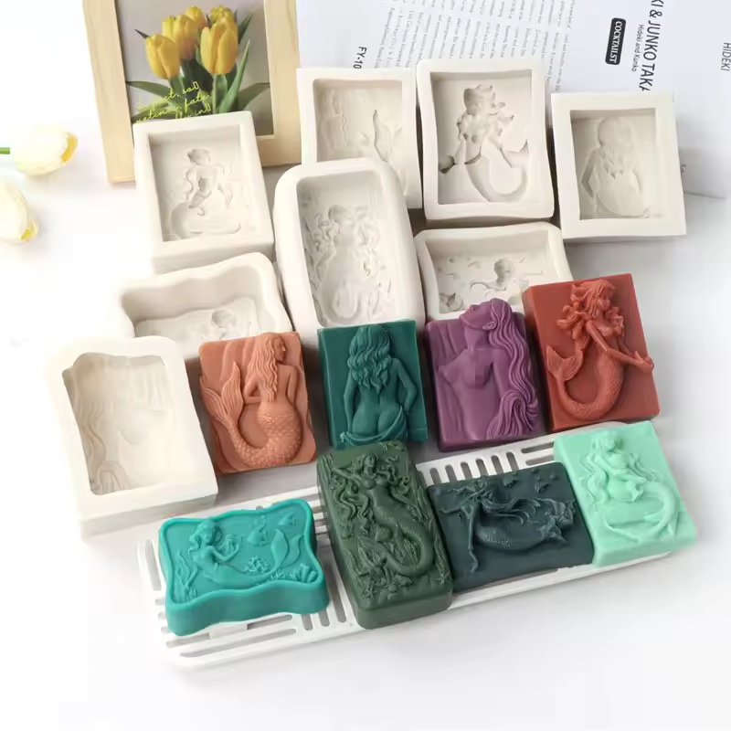 Candle Supplies Wholesale - Rectangle Ocean-Style 3D Mermaid Candle Mold