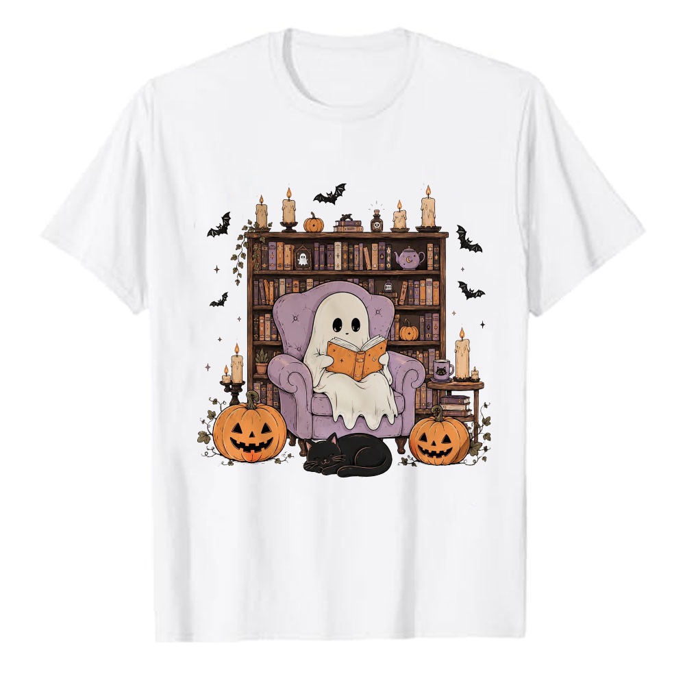 Black Tin Candle - Cozy Reading Ghost Purple Armchair Halloween