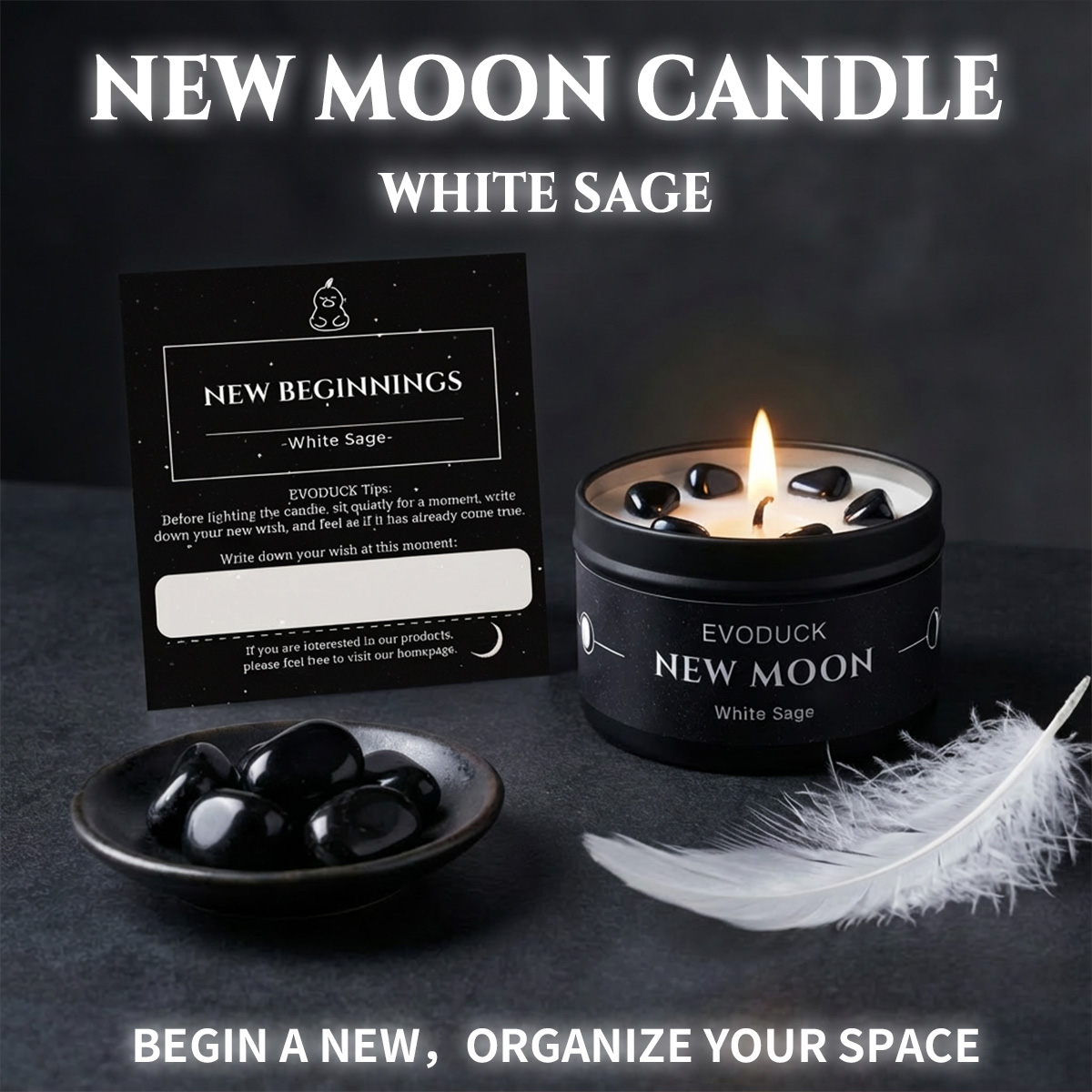 1pc New Moon Scented Candles C - đánh giá và giá Black Tin Candle