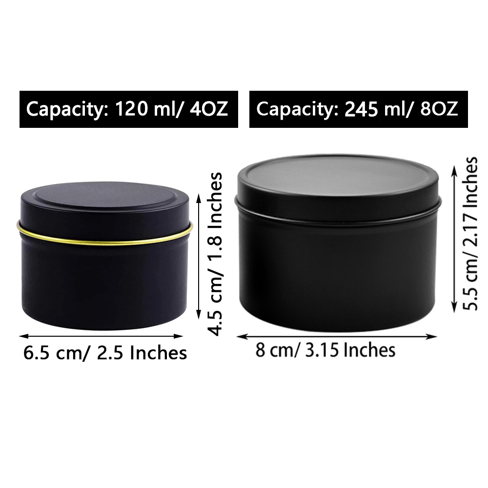 4oz/ 8oz Candle tins with lids - đánh giá và giá Black Tin Candle