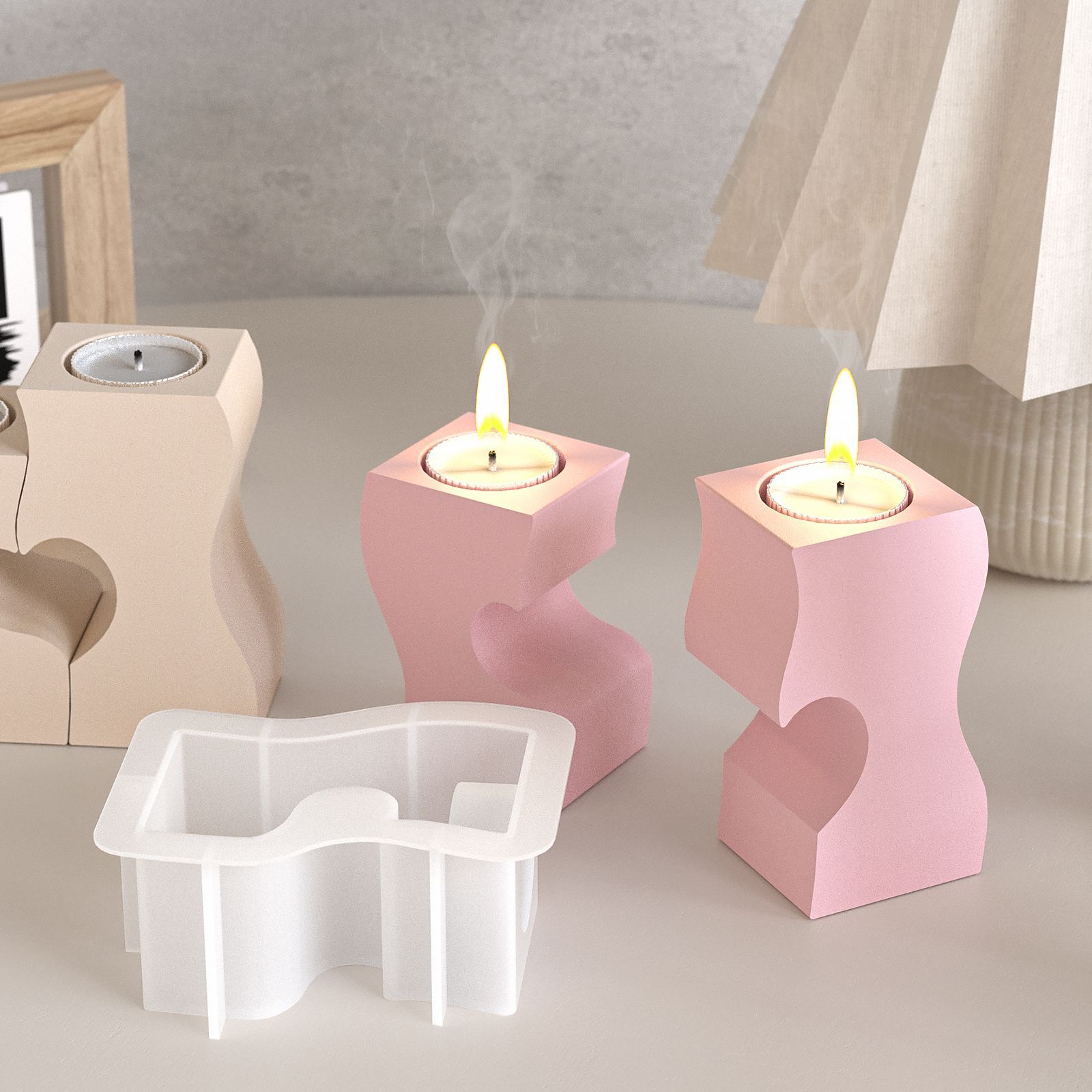 S Heart Candlestick Silicone M - đánh giá và giá Candle Supplies Wholesale