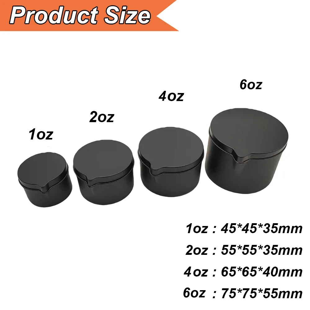 12PCS Silver Black Metal Tins  - đánh giá và giá Black Tin Candle